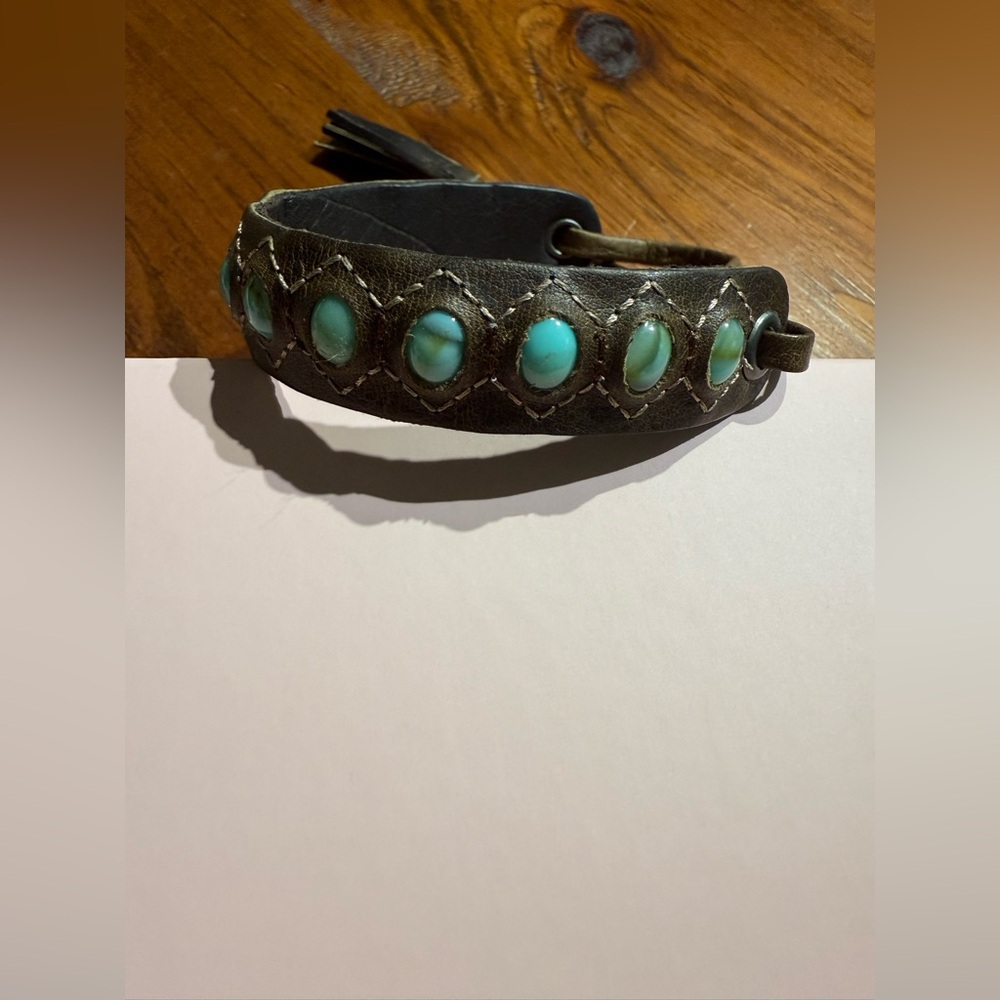 Turquoise Accented Brown Leather Bracelet
NWOT